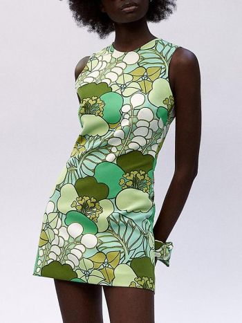 Vintage ärmelloses, ausgehöhltes Kleid mit Umlegekragen und buntem Blumendruck für Frauen – Sexy Sommer-Streetwear